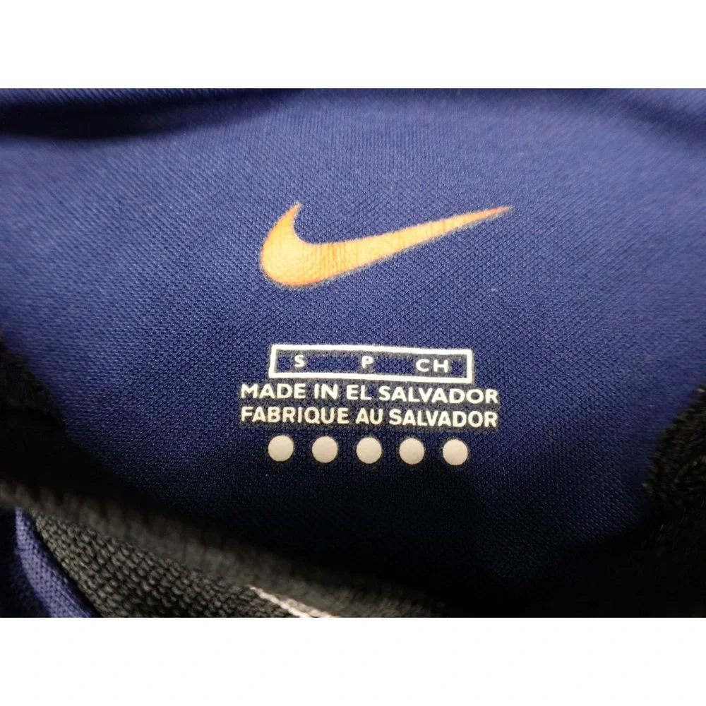 Nike TTS United Soccer Jersey Mens Small Navy Blue Short Sleeve V-Neck Polo Logo